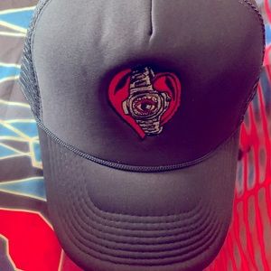 Navy Red patekyaheart rsmxnyc trucker hat mesh back